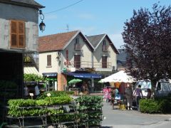 Busy market square just around the corner